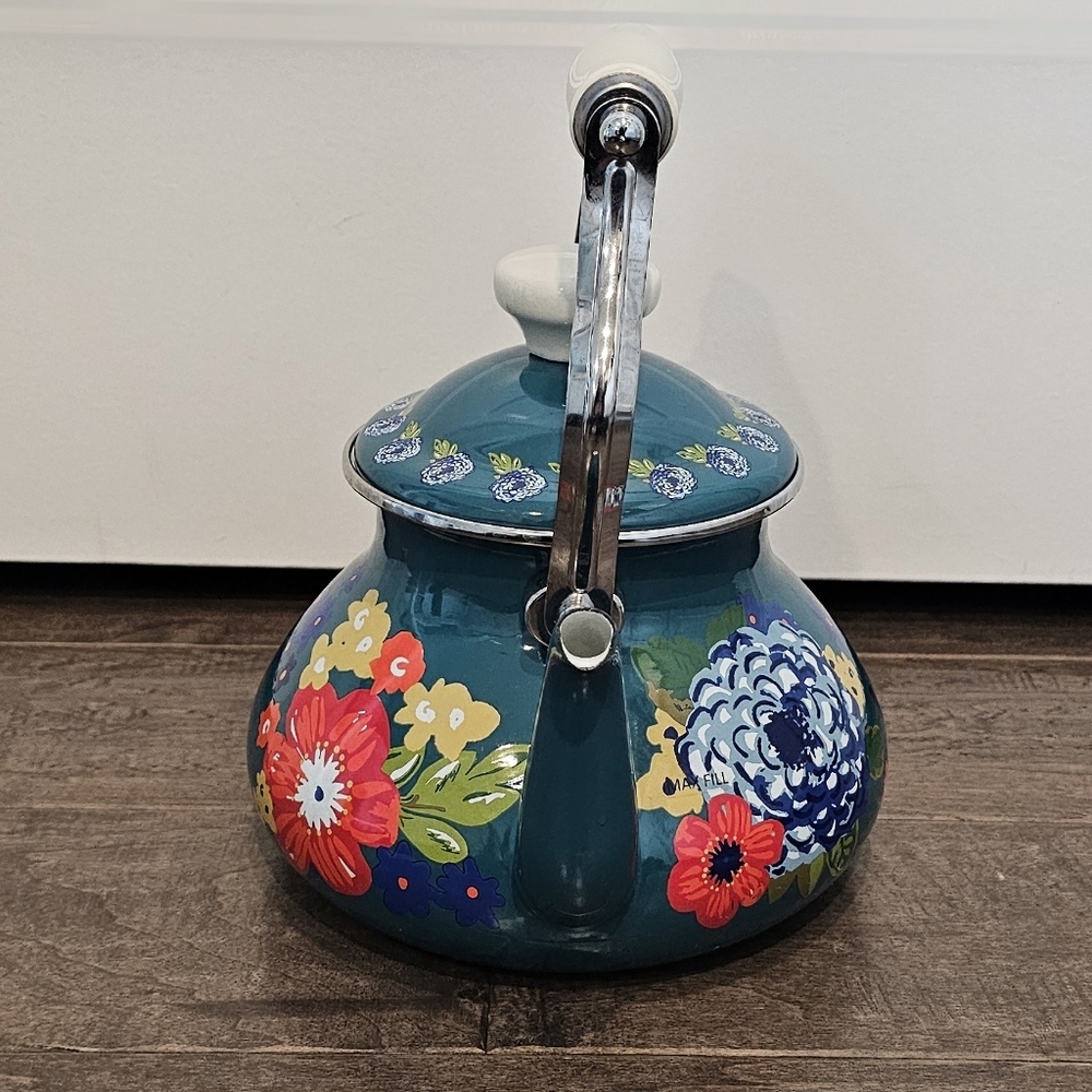 The Pioneer Woman Dazzling Dalia's Whistling Tea Pot - Picture 7 of 8